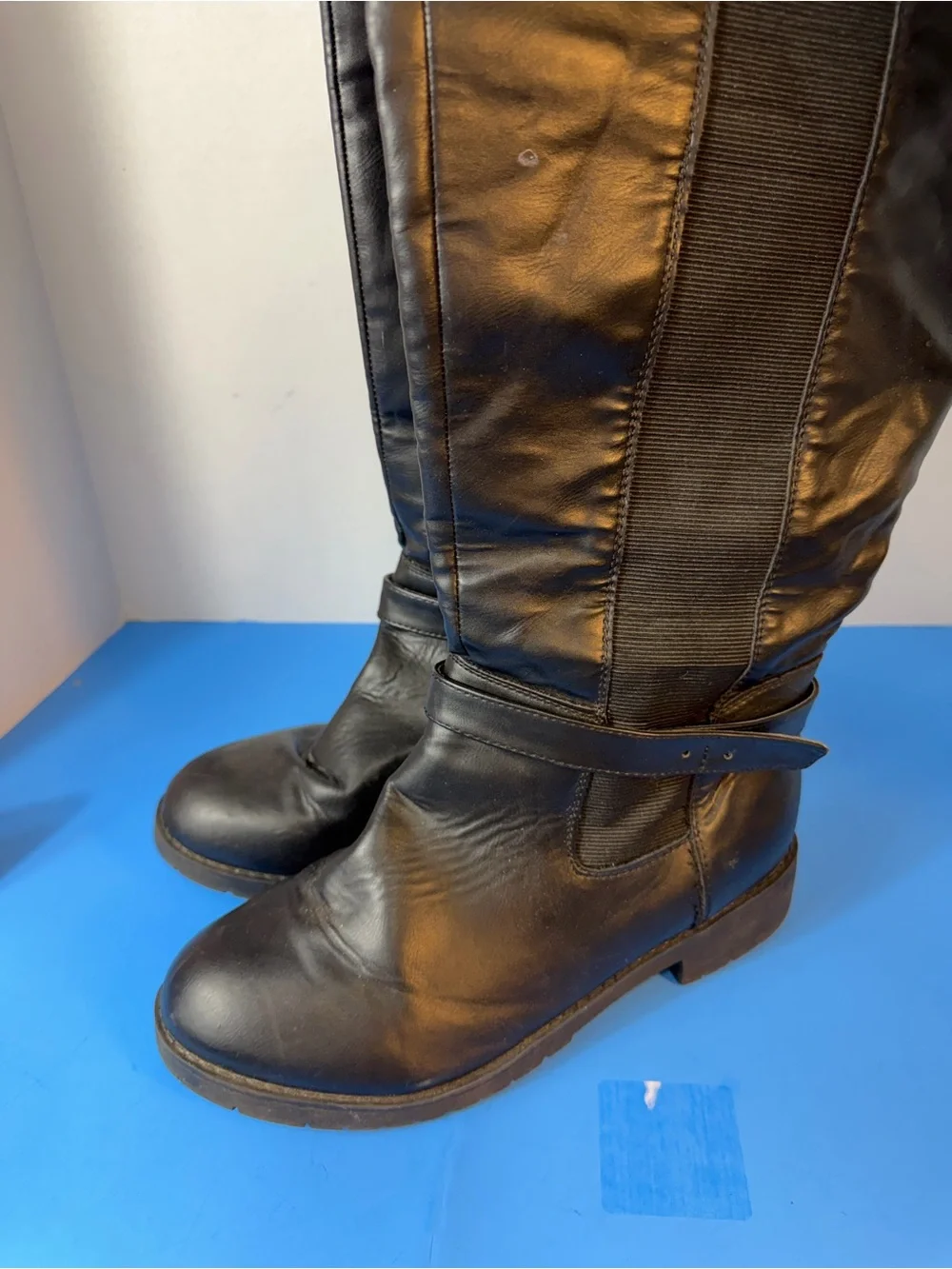 Black Knee-High Leather Riding Boots